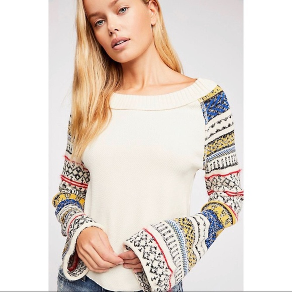 Free People Ivory Fairground Thermal Top
